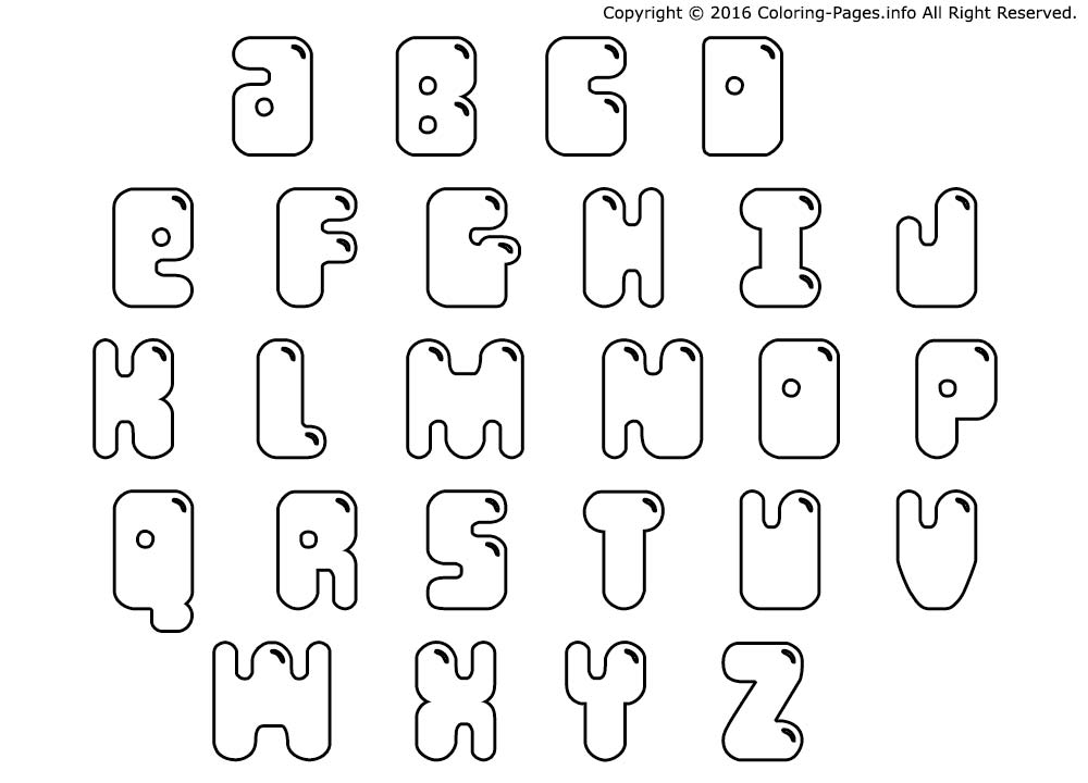 Bubble Letters Printable Coloring Page