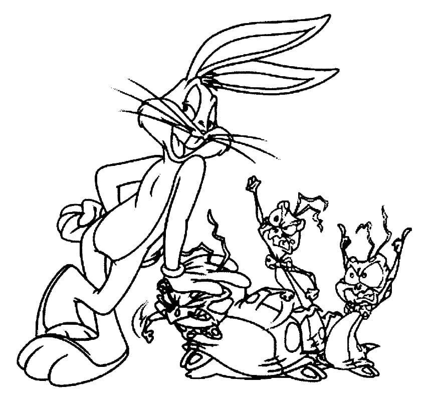 Bugs Bunny and Nerdluck Coloring Page