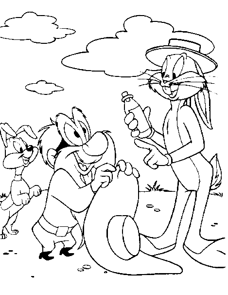 Bugs Bunny And Sam Pictures Of Looney Tunes Coloring Page