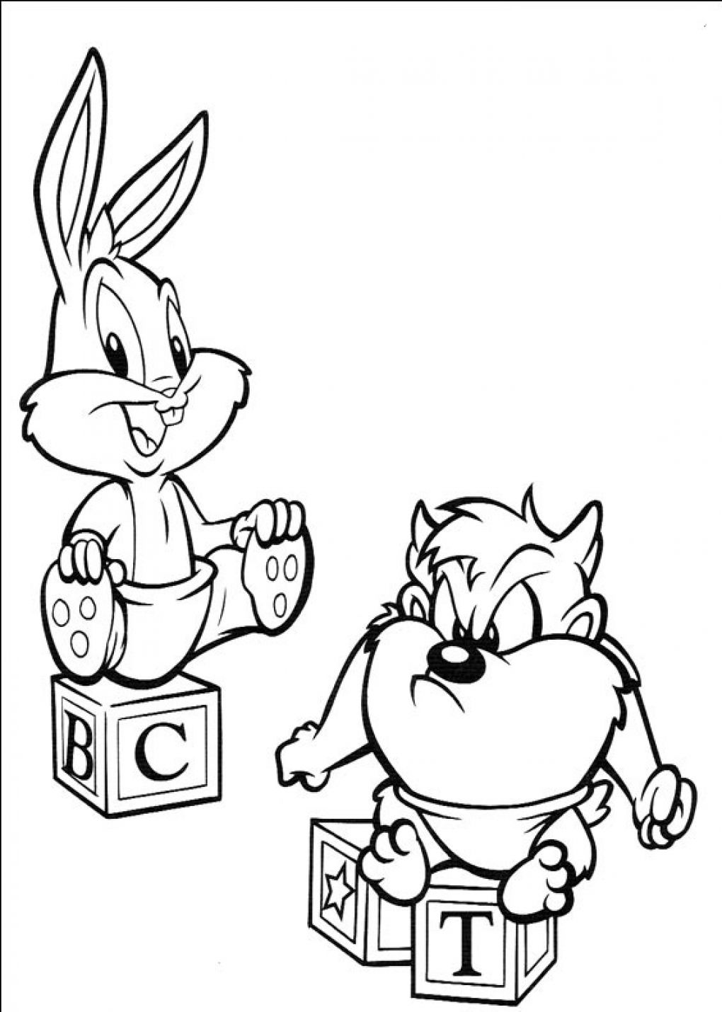 Bugs Bunny And Taz Baby Looney Tunes Coloring Page