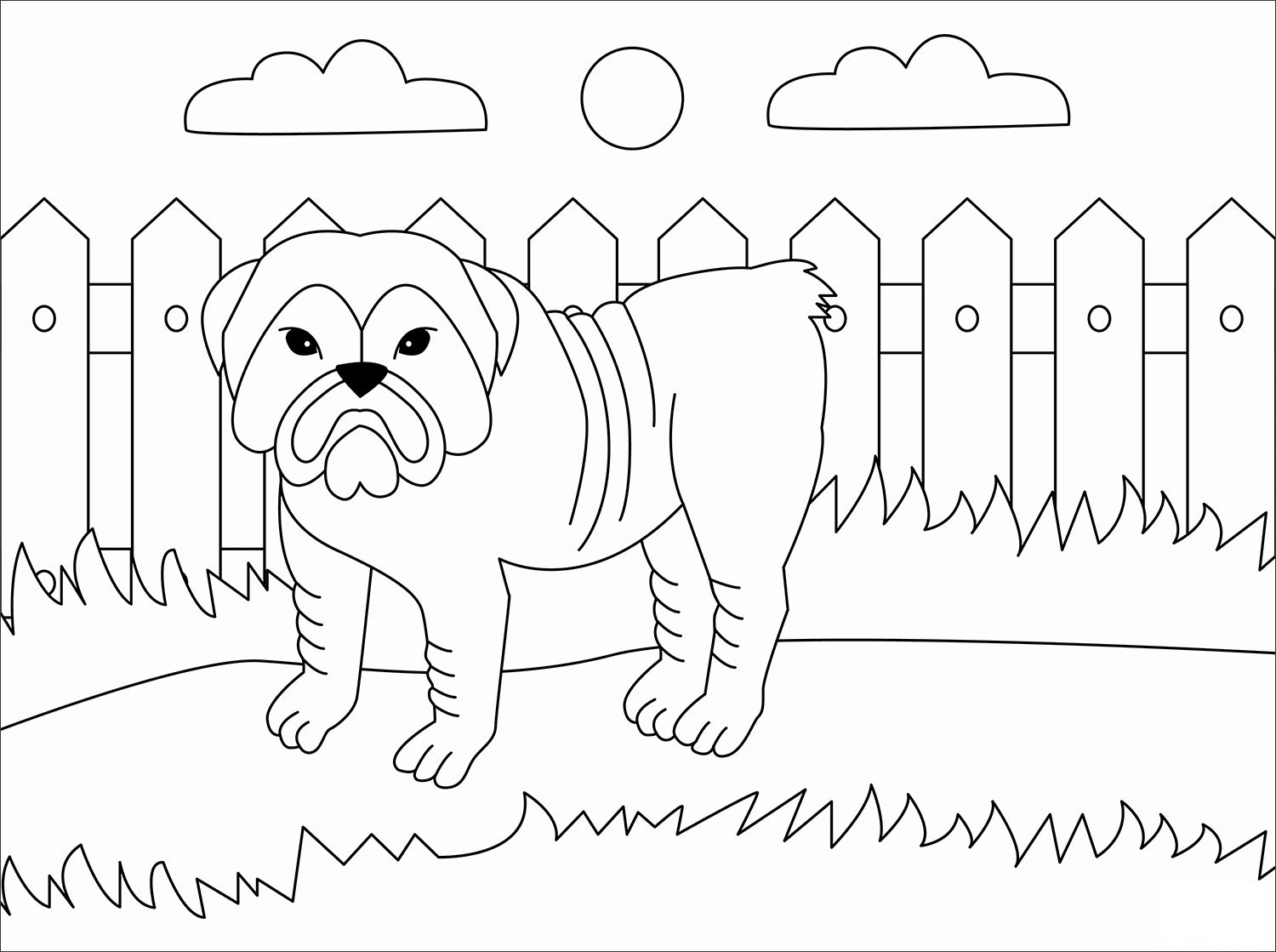 Bulldog Animal Simple Coloring Page