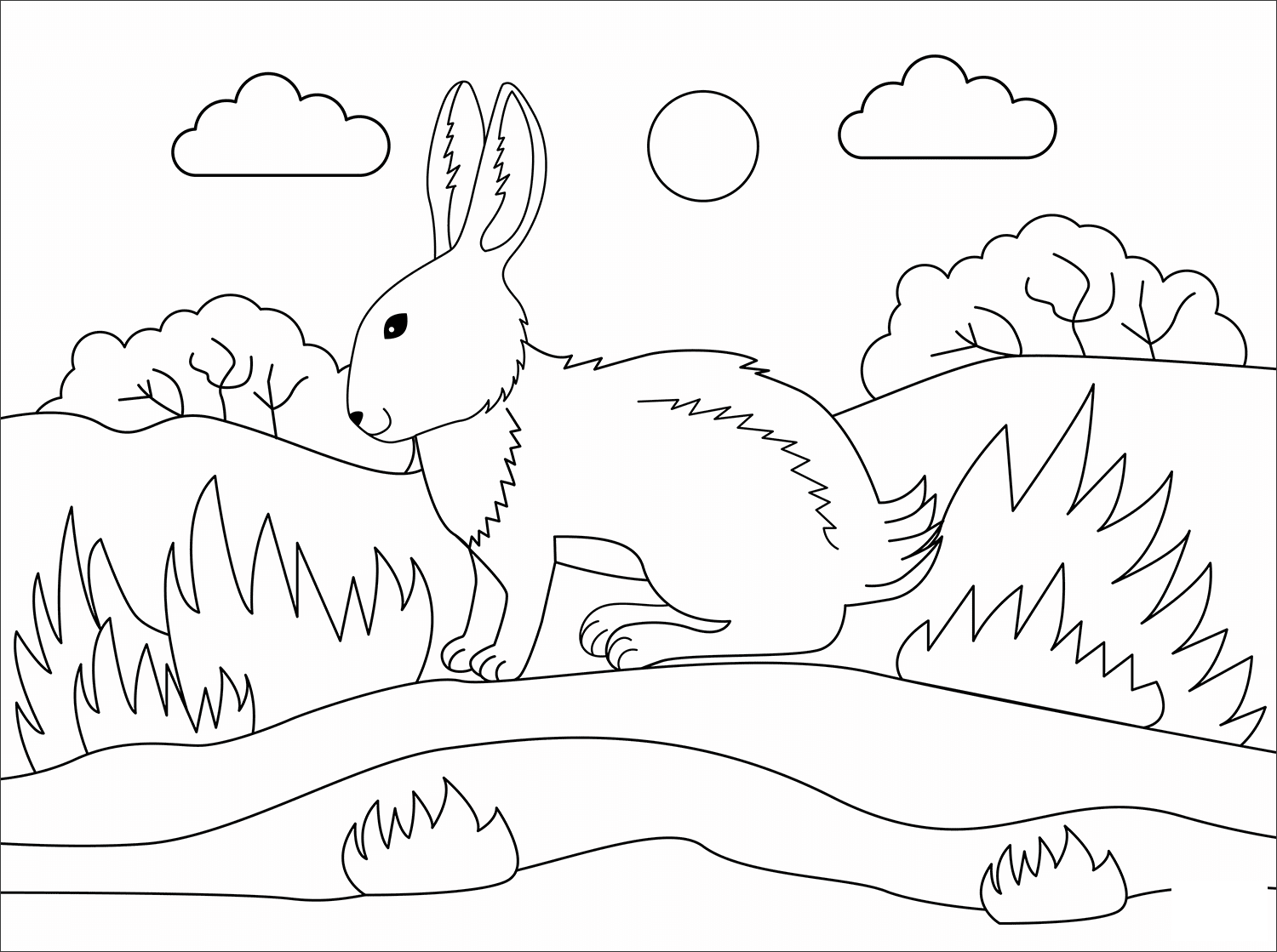 Bunny Animal Simple Coloring Page