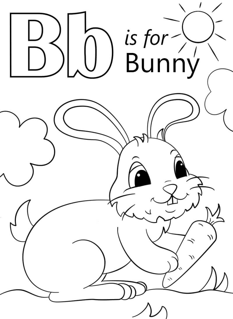 Bunny Letter B Coloring Page