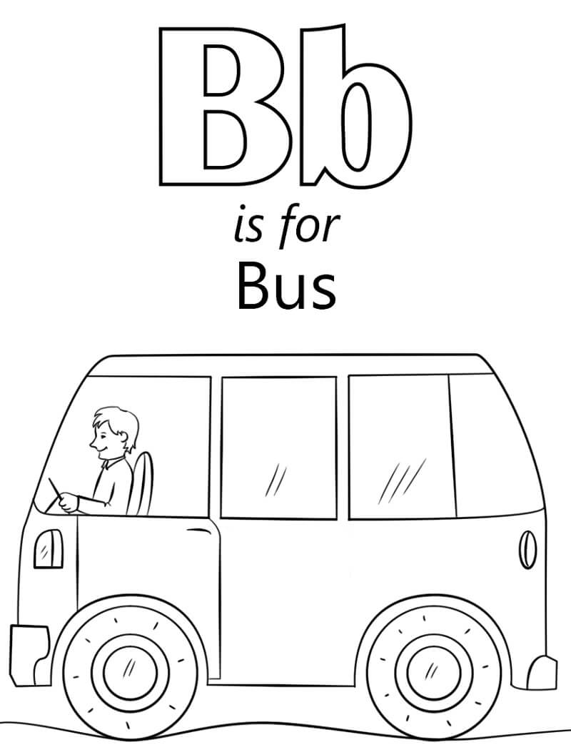 Bus Letter B Coloring Page