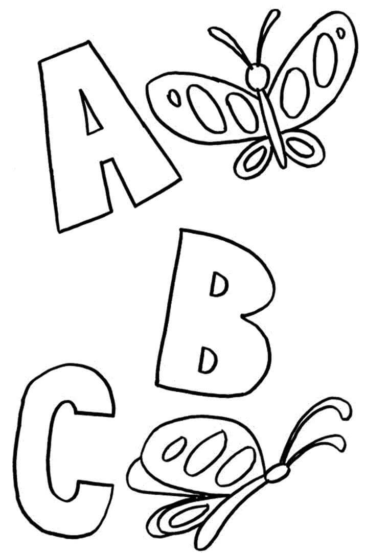 Butterflies with ABC Coloring Page