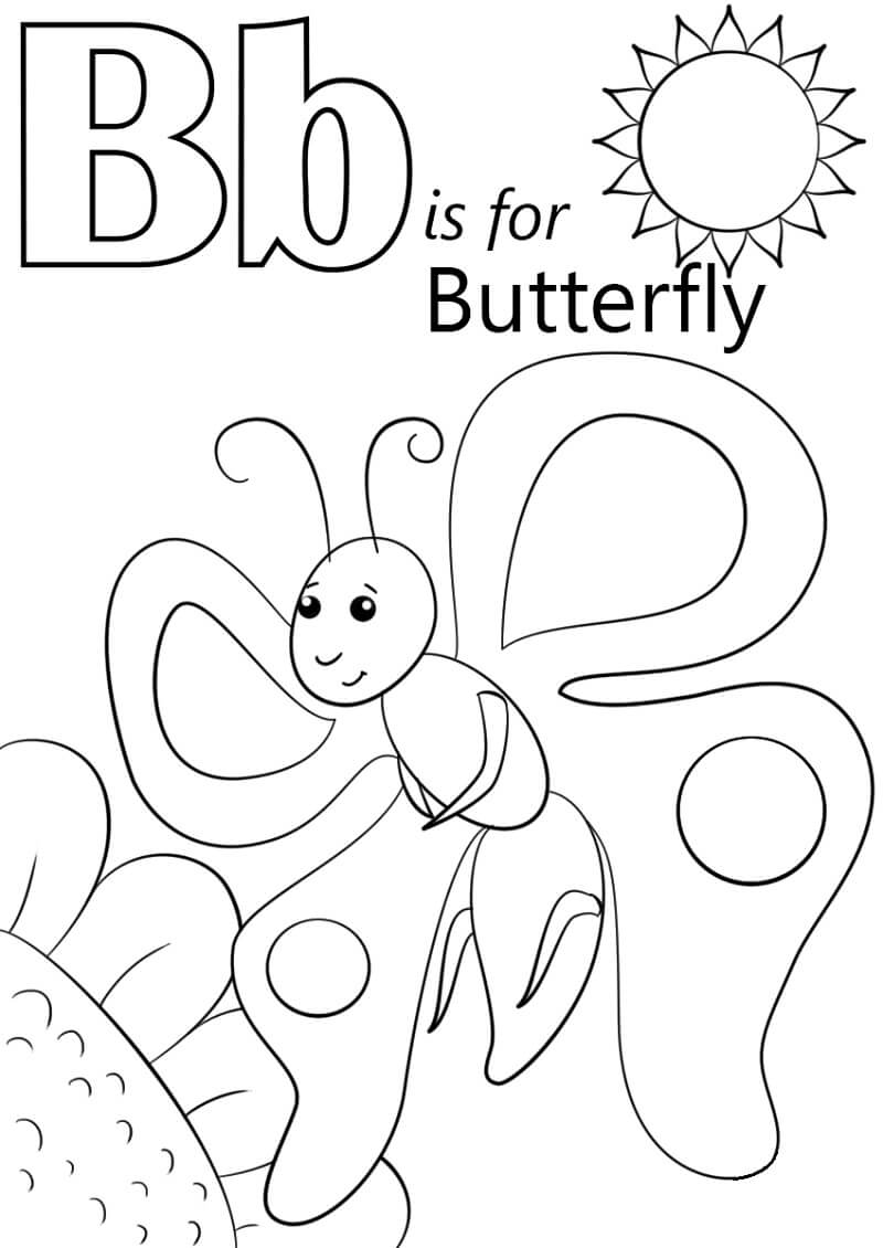 Butterfly Letter B Coloring Page