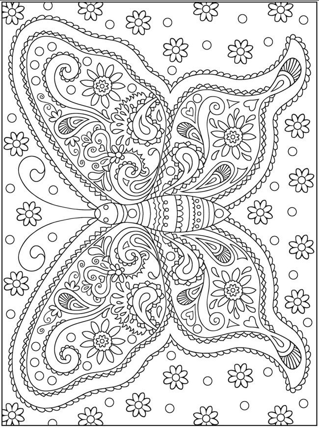 Butterfly Simple But Hard For Adult Coloring Page