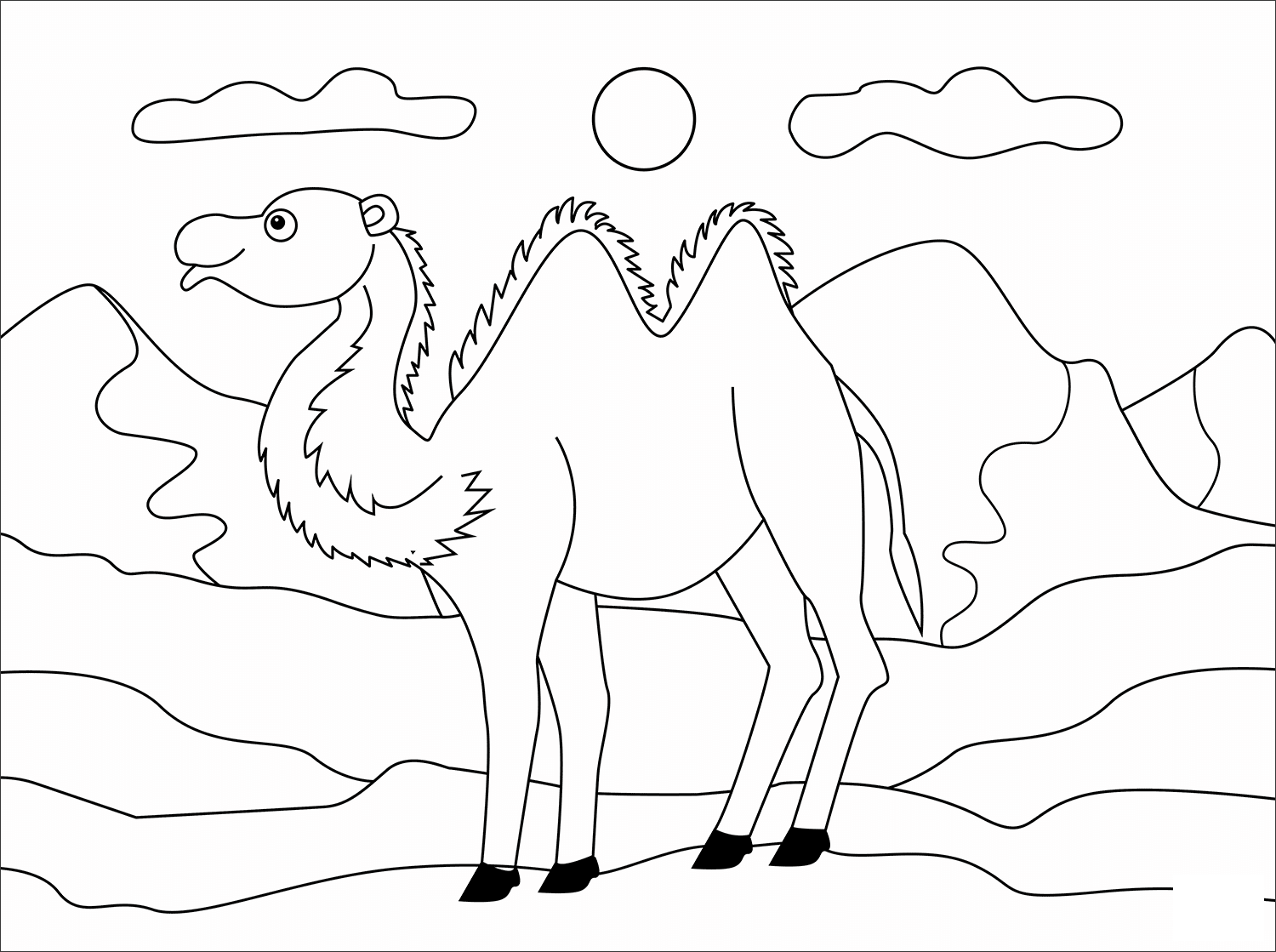 Camel Animal Simple Coloring Page