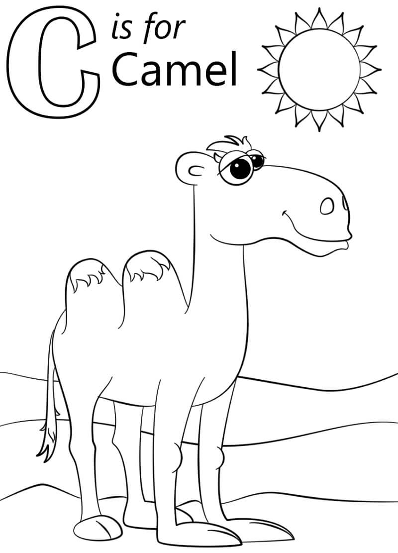 Camel Letter C Coloring Page