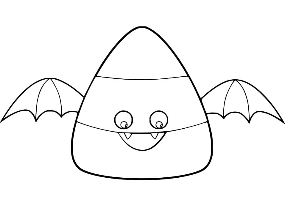 Candy Corn Bat Coloring Page