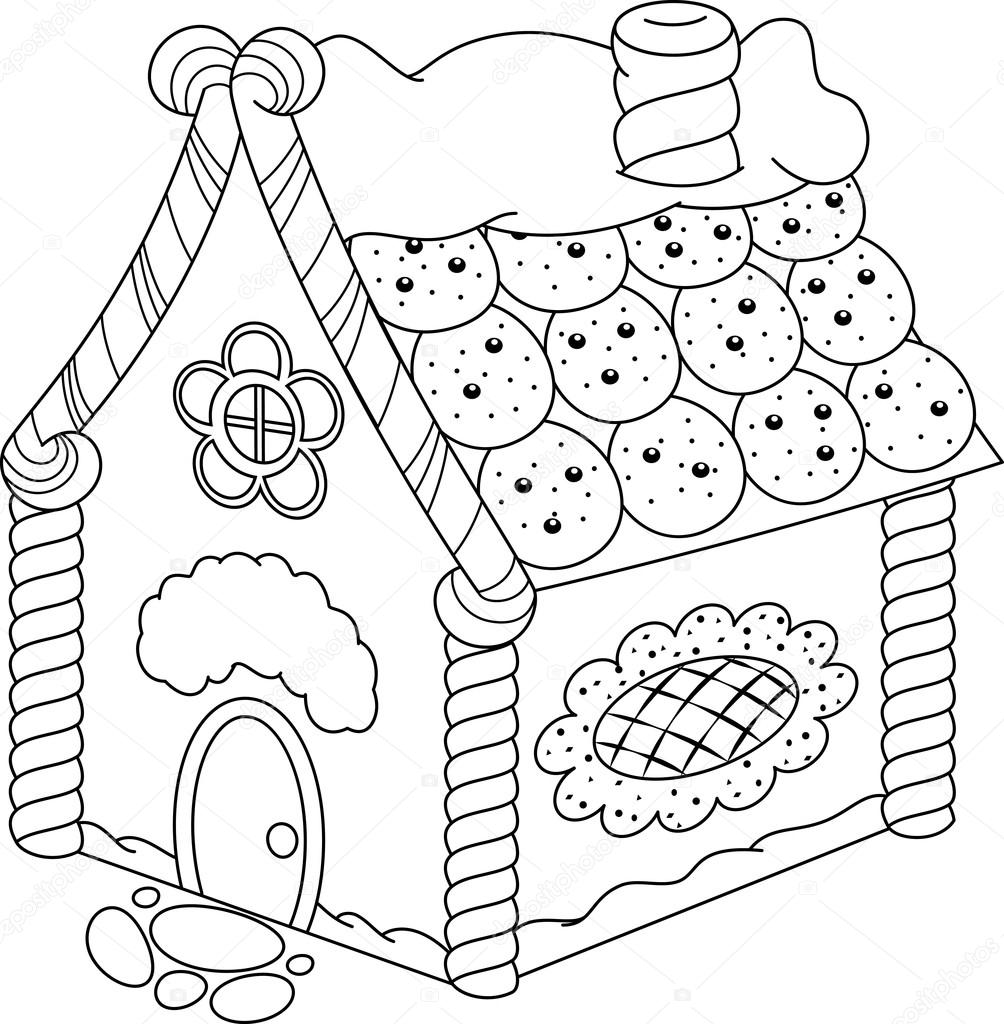 Candy House For Christmas Coloring Page