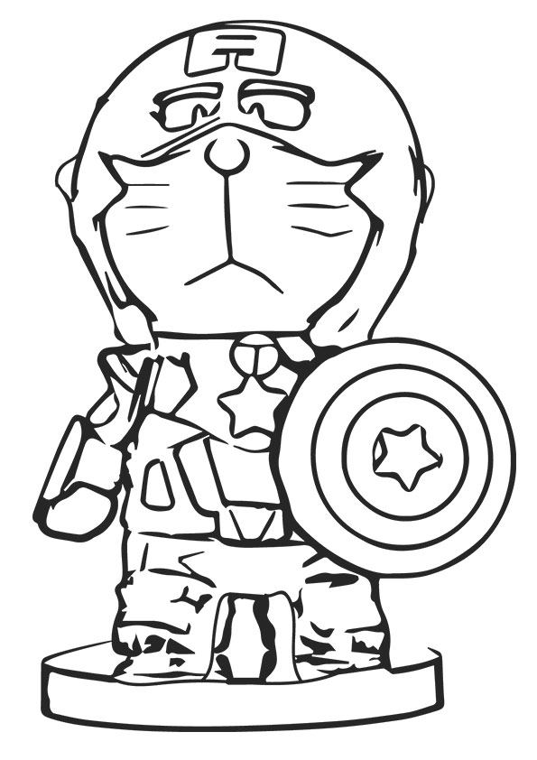 Captain America Doraemon Coloring Page