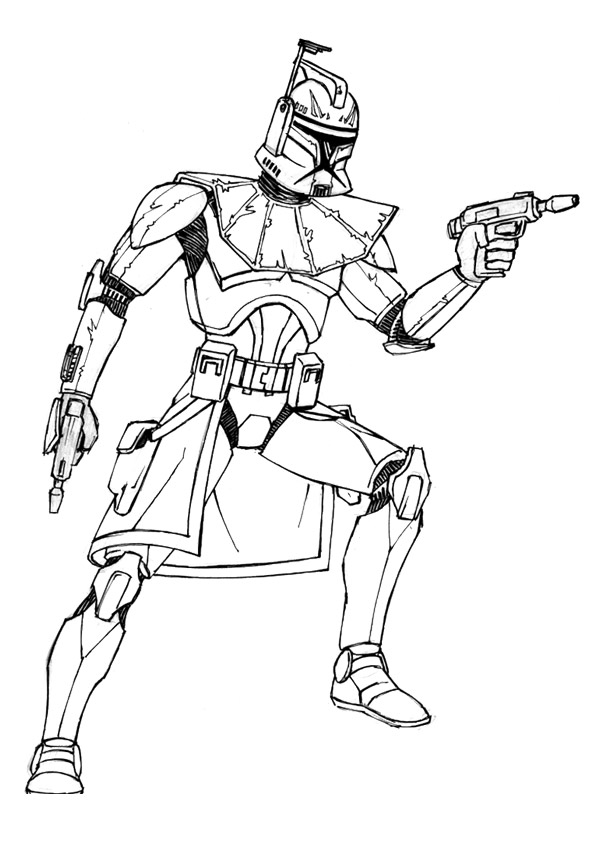 Captain Rex With 2 Guns Coloring Page