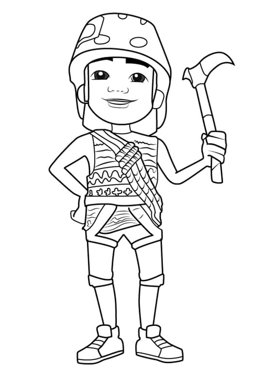 Carlos from Subway Surfers Coloring Page