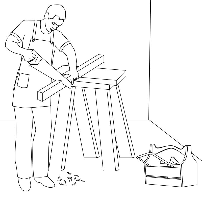 Carpenter is Working Coloring Page