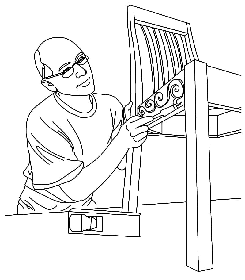 Carpenter Making Chair Coloring Page