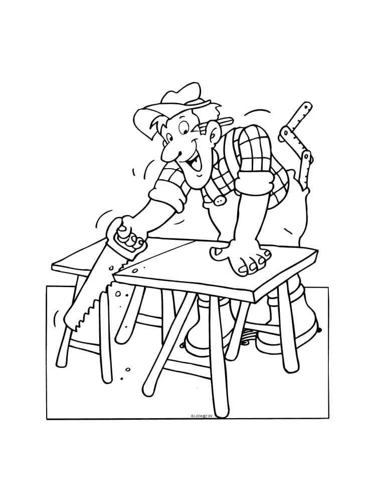 Carpenter Working Coloring Page
