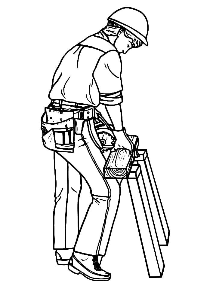 Carpenter Works Coloring Page