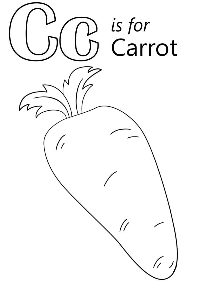 Carrot Letter C Coloring Page