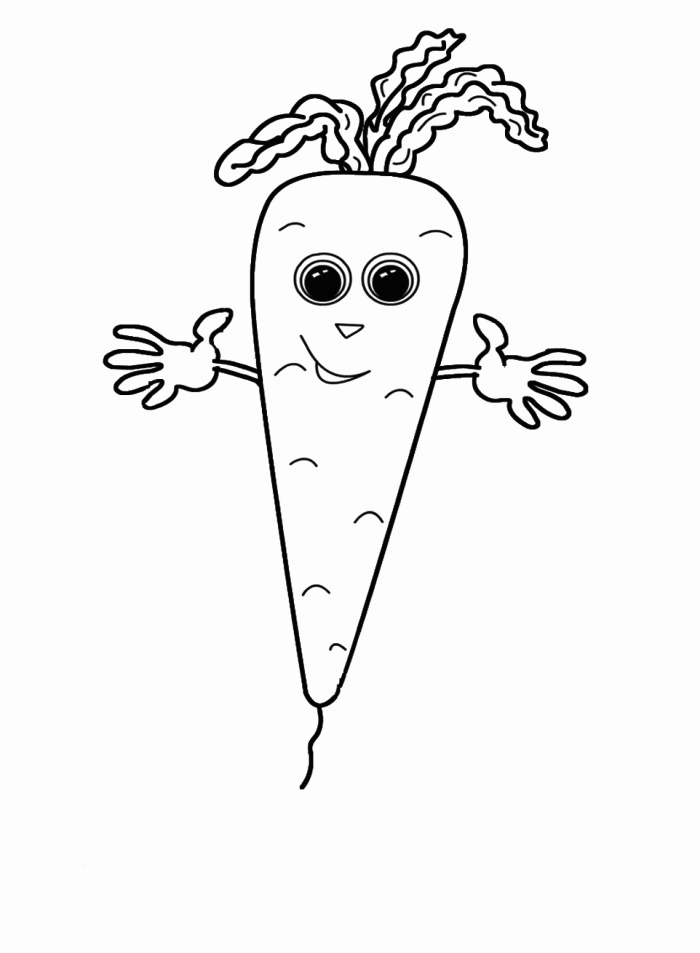 Carrot With Faces Coloring Page