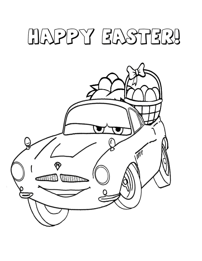 Cars Carrying Easter Egg Coloring Page