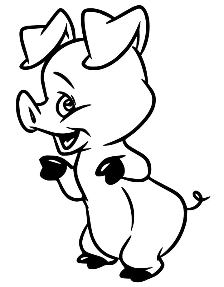 Cartoon Baby Pig Coloring Page