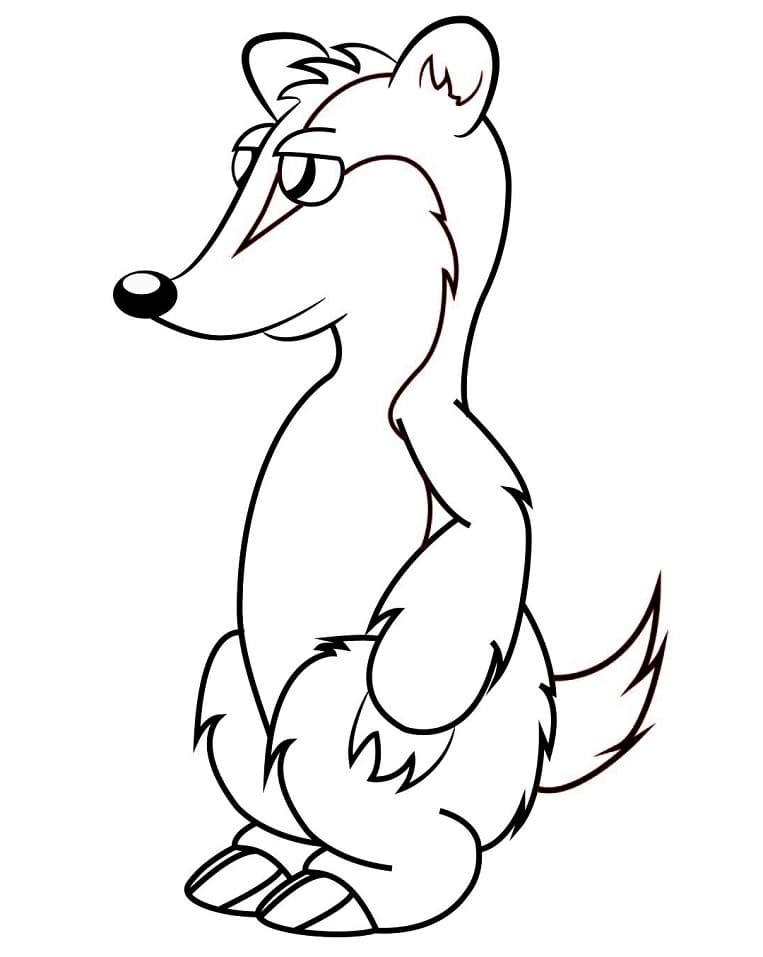 Cartoon Badger Standing Coloring Page