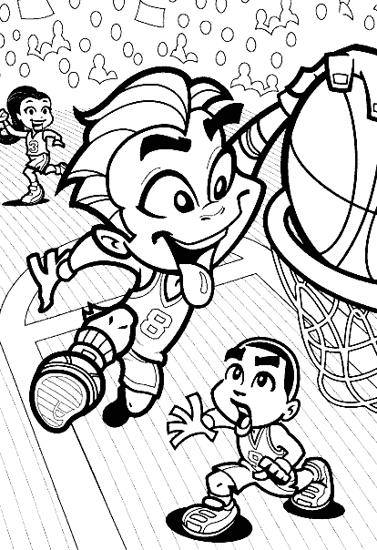 Cartoon Basketball Goal S6ad7 Coloring Page