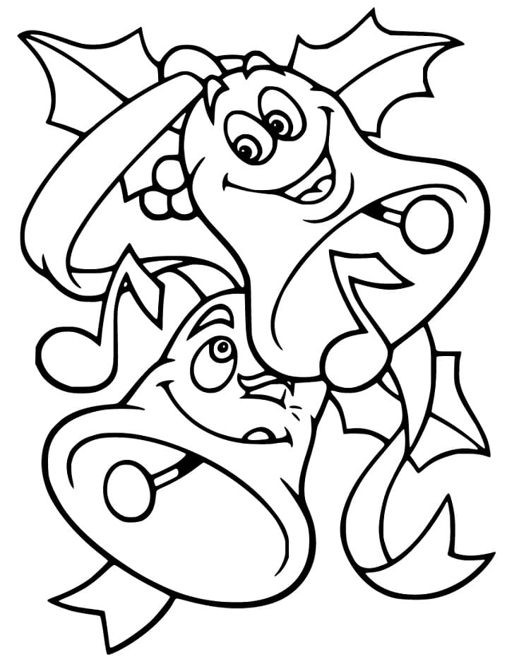 Cartoon Christmas Bells Coloring Page
