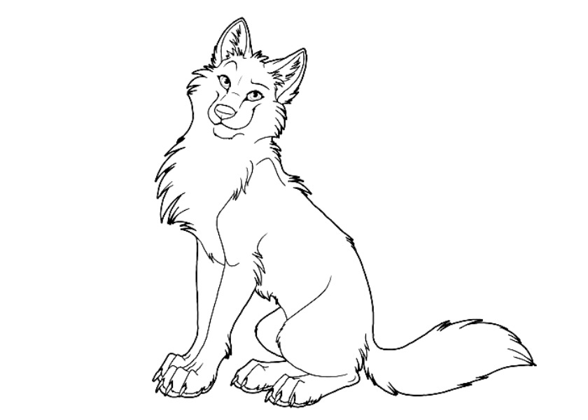Cartoon Cute Wolf Coloring Page