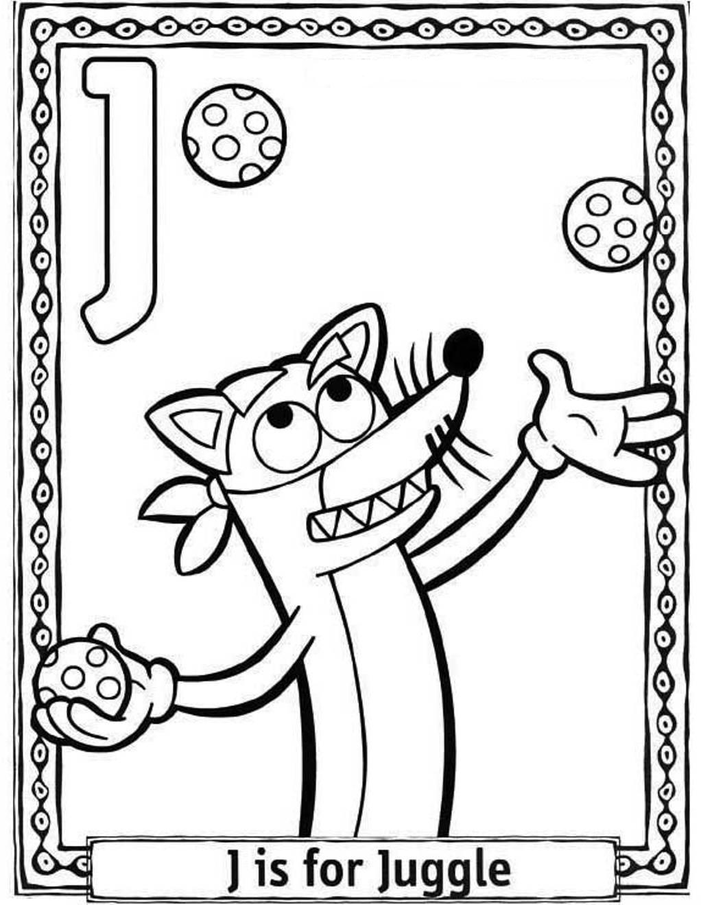 Cartoon Dora J For Juggle Alphabet D6cb Coloring Page