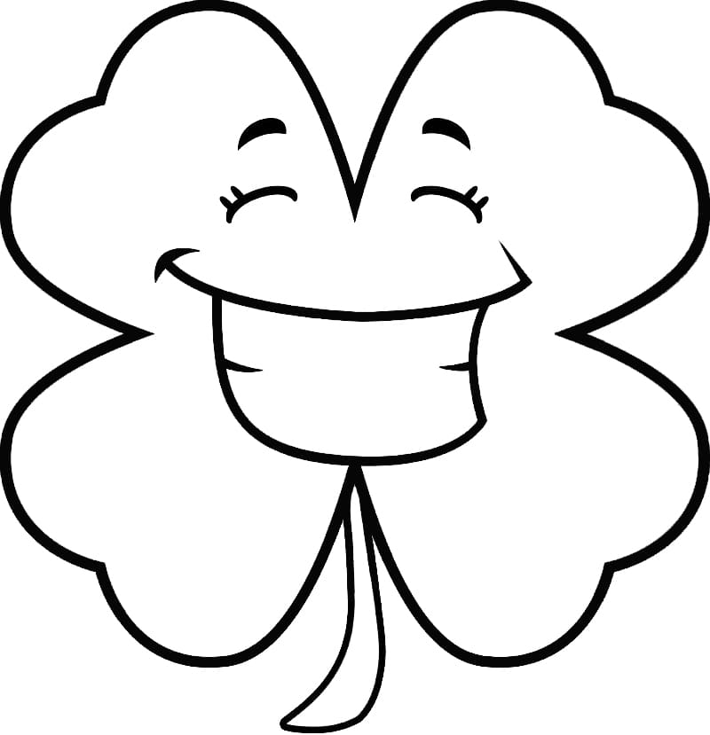 Cartoon Four Leaf Clover Coloring Page