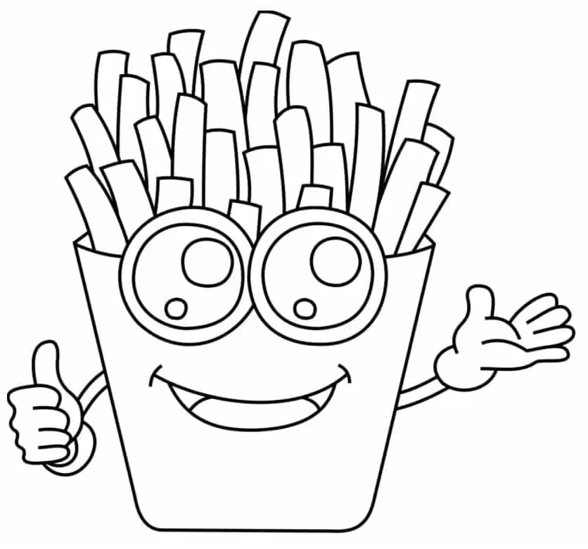 Cartoon French Fries Coloring Page