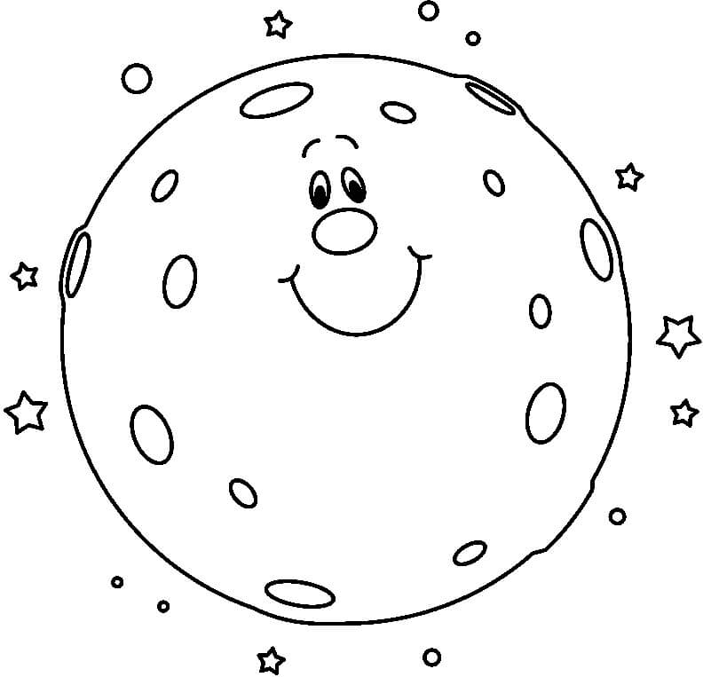 Cartoon Full Moon Coloring Page