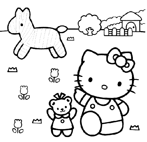 Cartoon Hello Kitty Preschool S Zebra Coloring Page