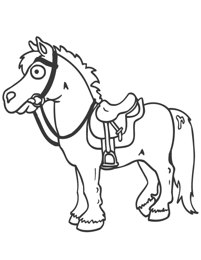 Cartoon Horse And Saddle Coloring Page