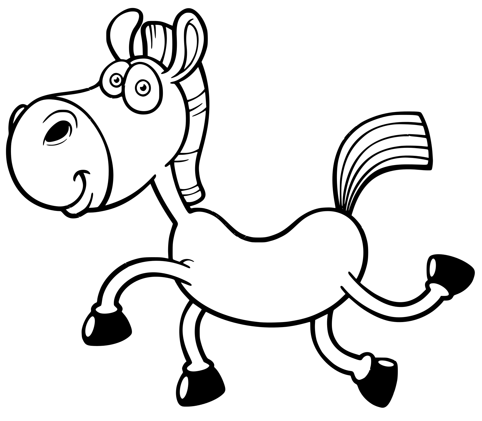 Cartoon Horse Kid Coloring Page