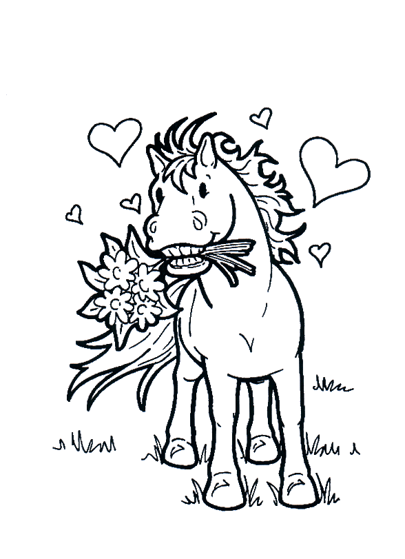 Cartoon Horse Love Sbd38 Coloring Page