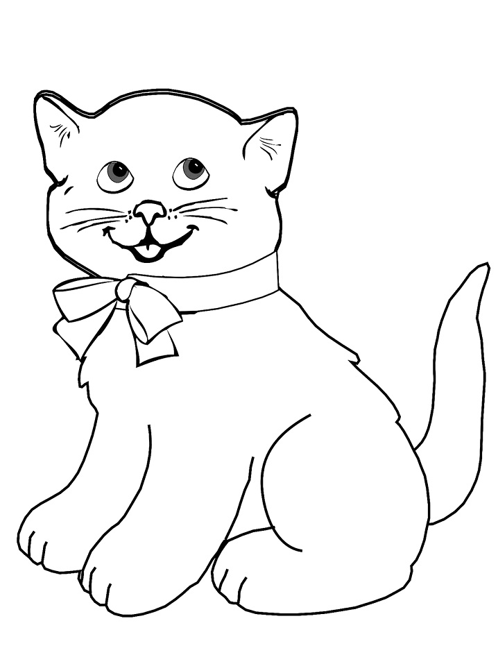Cartoon Kitten Coloring Page