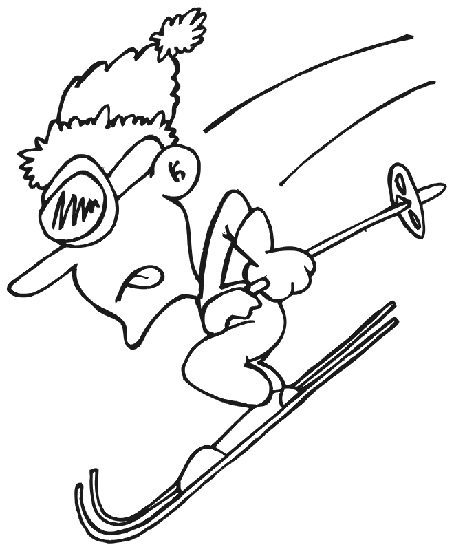 Cartoon Man Skiing