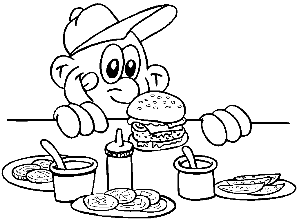 Cartoon Man With Delicious Hamburgers