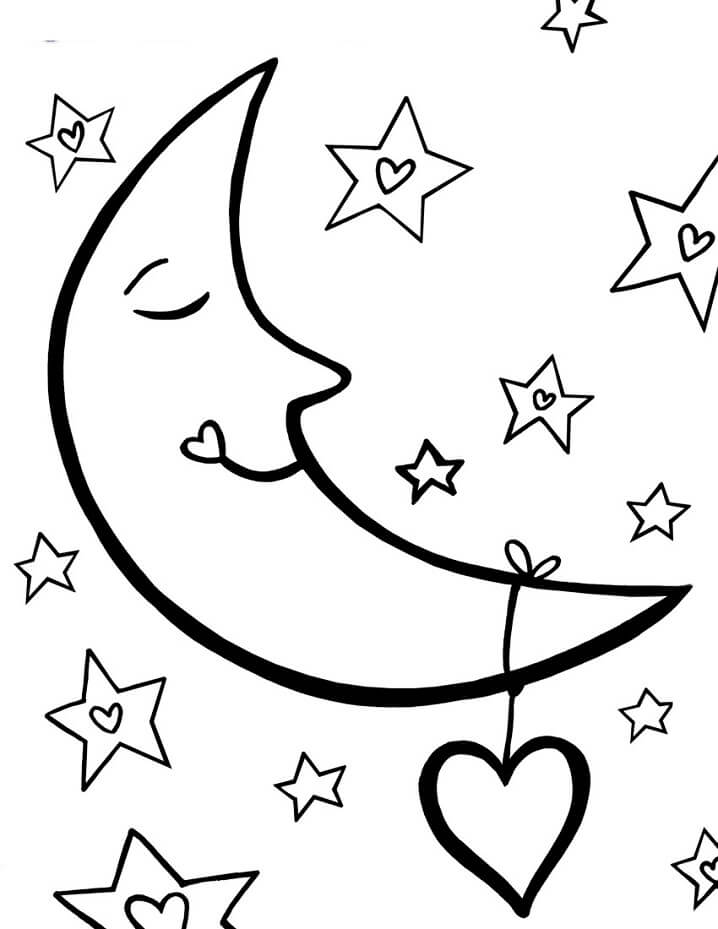 Cartoon Moon and Stars