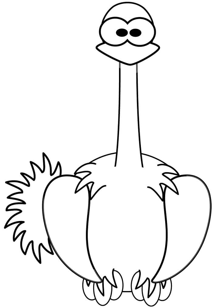 Cartoon Ostrich Coloring Page