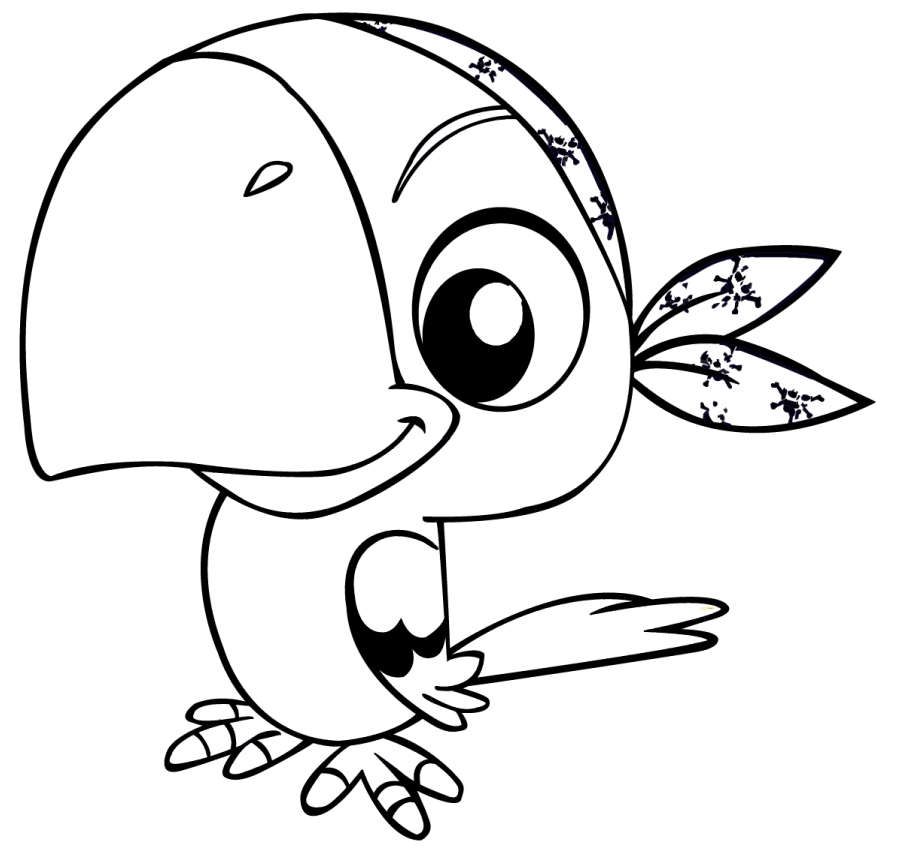 Cartoon Pirate Parrot Coloring Page