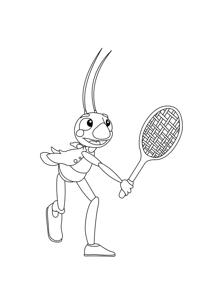 Cartoon Playing Badminton