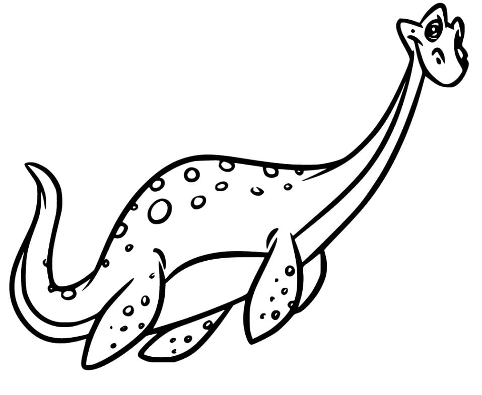 Cartoon Plesiosaurus Coloring Page