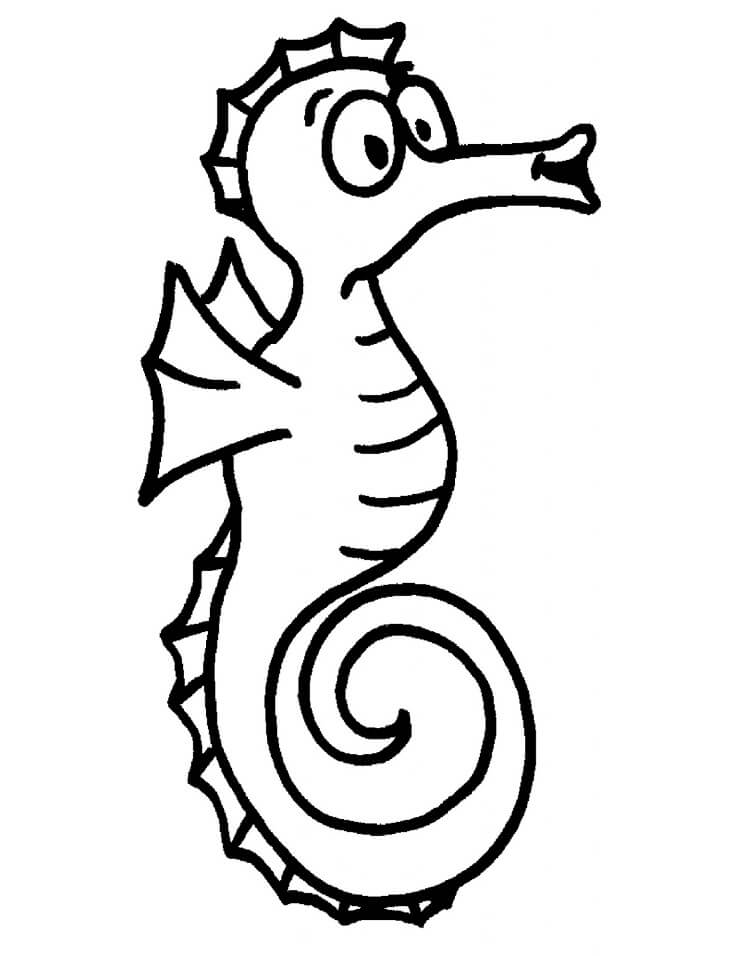 Cartoon Seahorse Coloring Page