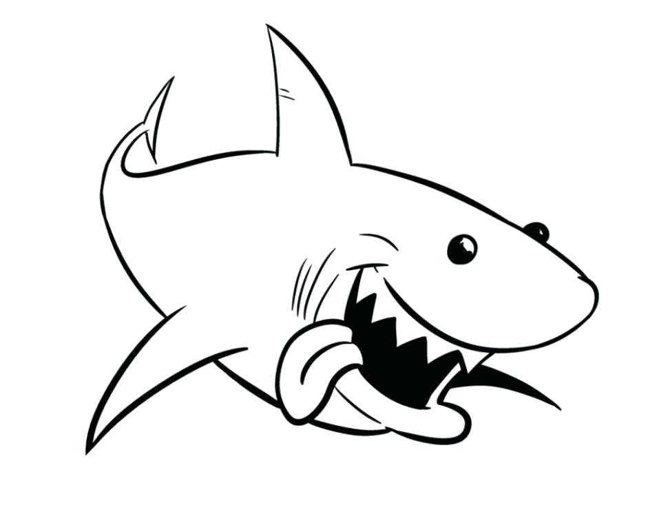 Cartoon Shark Hungry Coloring Page