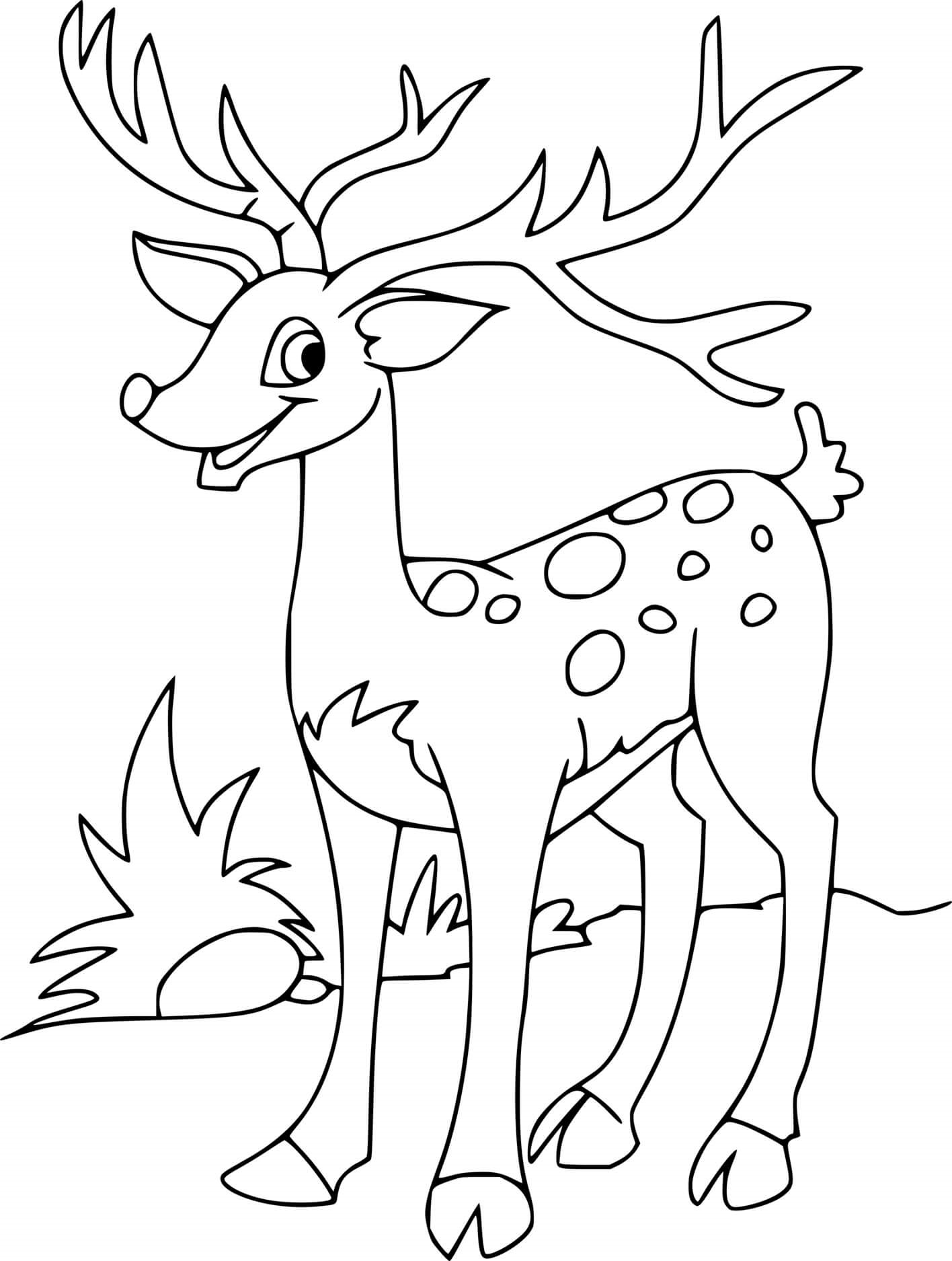 Cartoon Spotted Deer Coloring Page