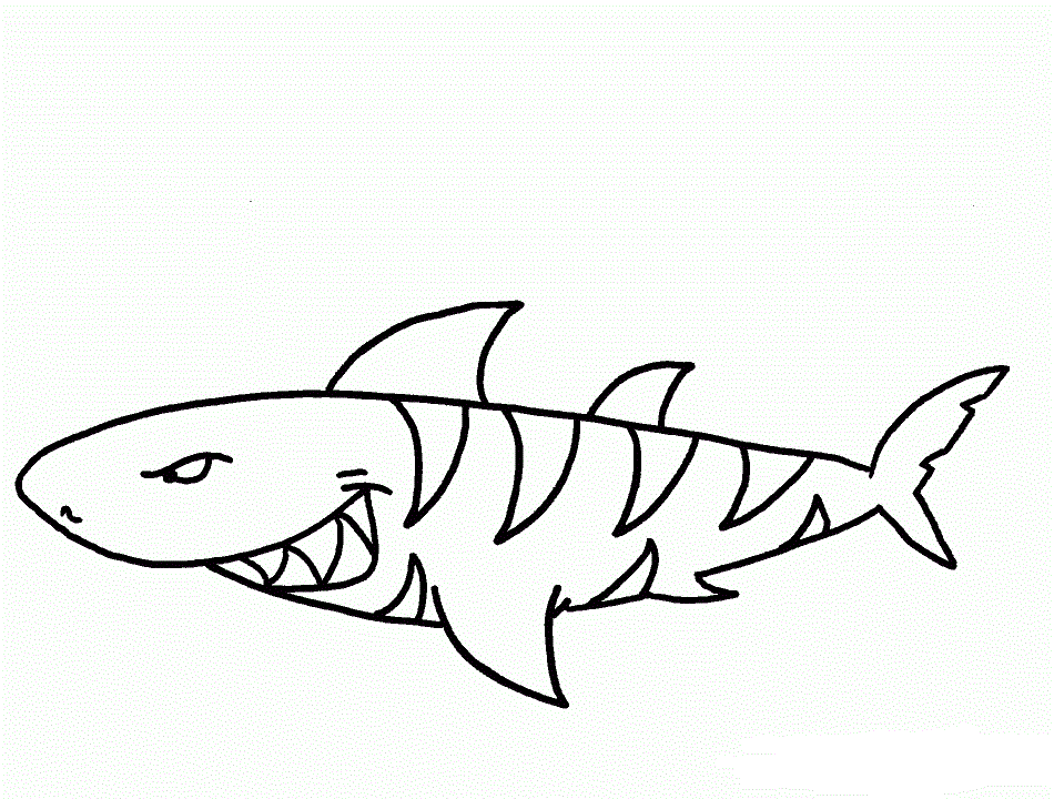 Cartoon Tiger Shark Coloring Page
